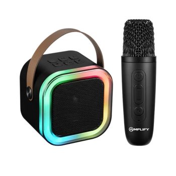 Portable Bluetooth Speaker with LED Lights & Wireless Microphone – Karaoke & Outdoor Audio Set